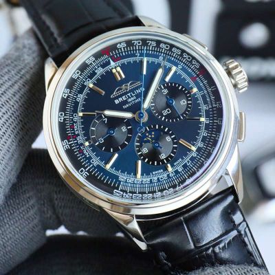 GF Factory Breitling 42MM Calfs Leather Bracelet Stable Movement Blue Watch